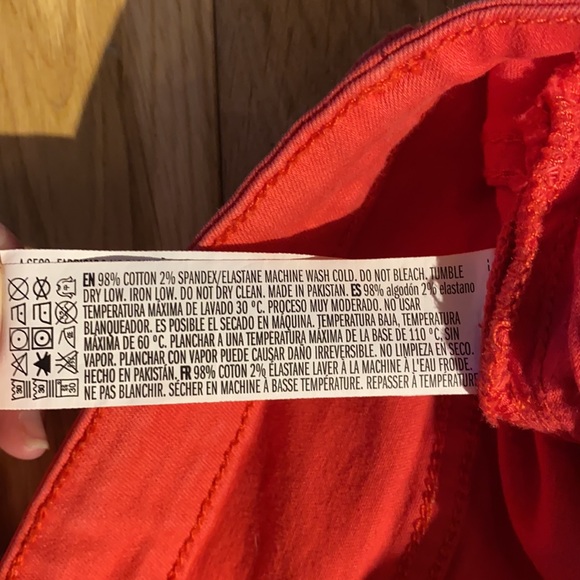 Forever 21 coral red distressed destroyed ripped skinny jeans size 30 - Picture 10 of 11